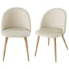 Chaises professionnelles vintage beige chiné et métal imitation chêne (x2)